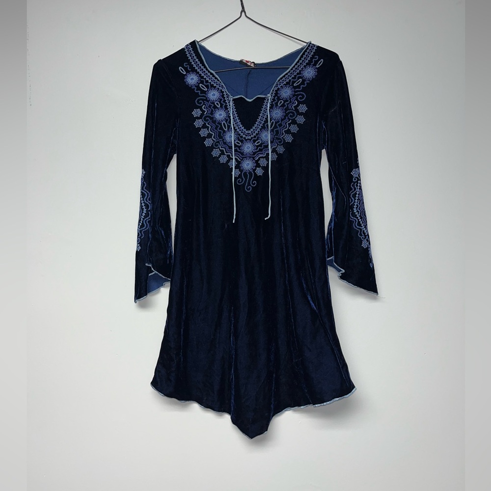 Midnight Blue Whimsical Velvet Dress